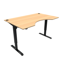 ConSet 501-33 hæve-sænke bord med bue 160x100cm bøg med sort stel