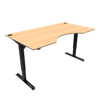 ConSet 501-33 hæve-sænke bord med bue 180x100cm bøg med sort stel