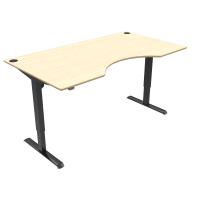 ConSet 501-33 hæve-sænke bord med bue 180x100cm ahorn med sort stel