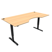 ConSet 501-33 hæve-sænke bord med bue 200x100cm bøg med sort stel