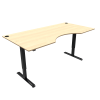 ConSet 501-33 hæve-sænke bord med bue 200x100cm ahorn med sort stel