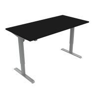 ConSet hæve-sænkebord 160x80cm sort bordplade på sølv stel