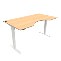 ConSet 501-33 hæve-sænke bord med bue 180x100cm bøg med hvidt stel