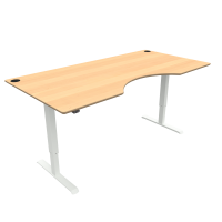 ConSet 501-33 hæve-sænke bord med bue 200x100cm bøg med hvidt stel
