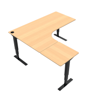 ConSet 501-37 hæve-sænkebord 180x180cm bøg med sort stel