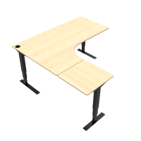 ConSet 501-37 hæve-sænkebord 180x180cm ahorn med sort stel