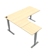 ConSet 501-37 hæve-sænkebord 180x180cm ahorn med sølv stel