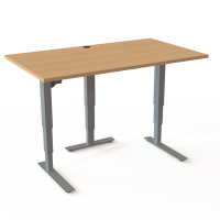 ConSet 501-37 hæve-sænke bord 140x80cm bøg med sølv stel