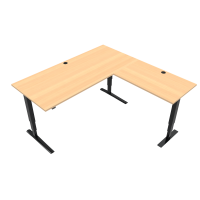 ConSet 501-43 L-formet hæve-sænke bord 180x180cm bøg med sort stel