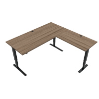 ConSet 501-43 L-formet hæve-sænke bord 180x180cm valnød med sort stel