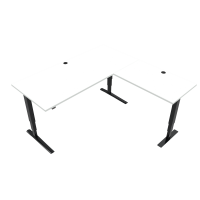 ConSet 501-43 L-formet hæve-sænke bord 180x180cm hvid med sort stel