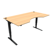 ConSet 501-43 hæve-sænke bord centerbue 180x100cm bøg med sort stel