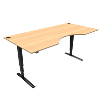 ConSet 501-43 hæve-sænke bord centerbue 200x100cm bøg med sort stel