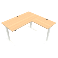 ConSet 501-43 L-formet hæve-sænke bord 160x160cm bøg med hvidt stel