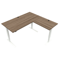 ConSet 501-43 L-formet hæve-sænke bord 160x160cm valnød med hvidt stel