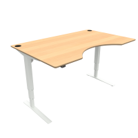 ConSet 501-43 hæve-sænke bord centerbue 160x100cm bøg med hvidt stel