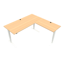 ConSet 501-43 L-formet hæve-sænke bord 180x180cm bøg med hvidt stel