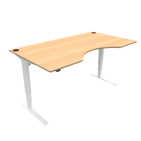 ConSet 501-43 hæve-sænke bord centerbue 180x100cm bøg med hvidt stel