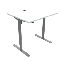 ConSet 501-49 hæve-sænkebord 100x80cm hvid med sølv stel