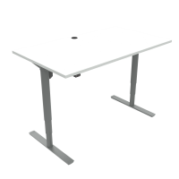 ConSet 501-49 hæve-sænkebord 140x80cm hvid med sølv stel