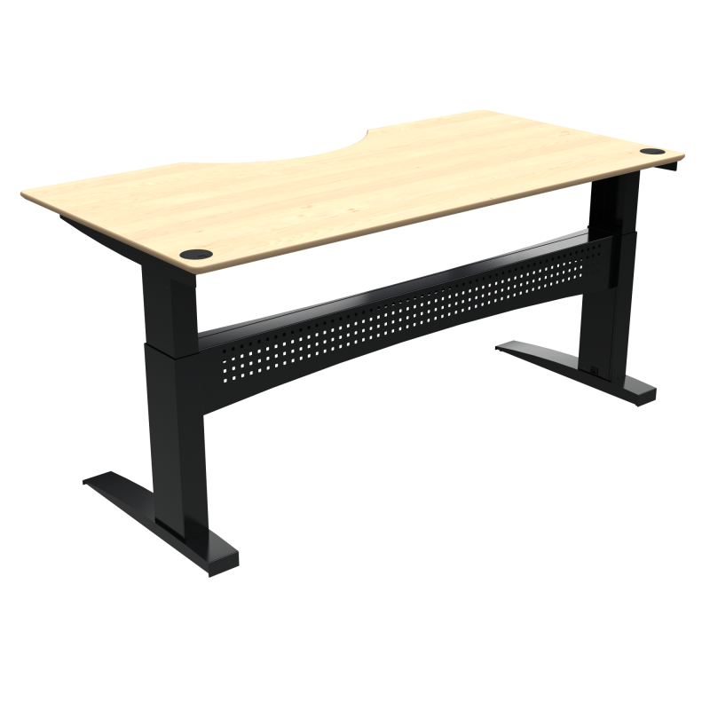 ConSet 501-11 hæve-sænkebord med bue 200x100cm ahorn med sort stel