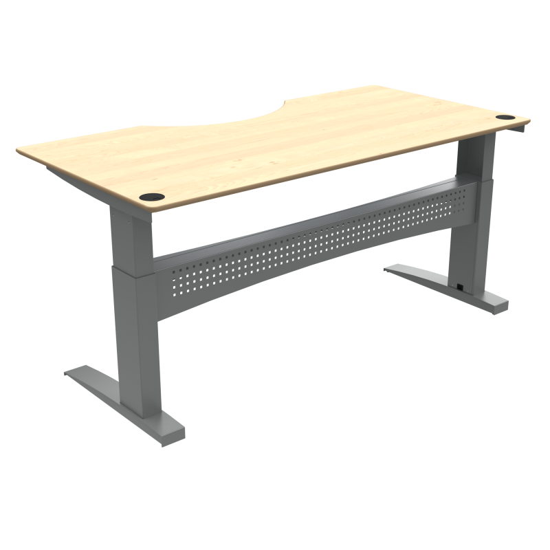 ConSet 501-11 hæve-sænkebord med bue 200x100cm ahorn med sølv stel