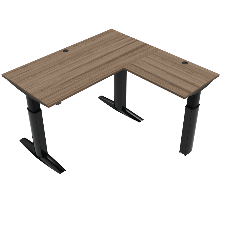 ConSet 501-23 hæve-sænke bord 160x160cm valnød med sort stel