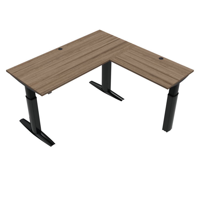 ConSet 501-23 hæve-sænke bord 180x180cm valnød med sort stel