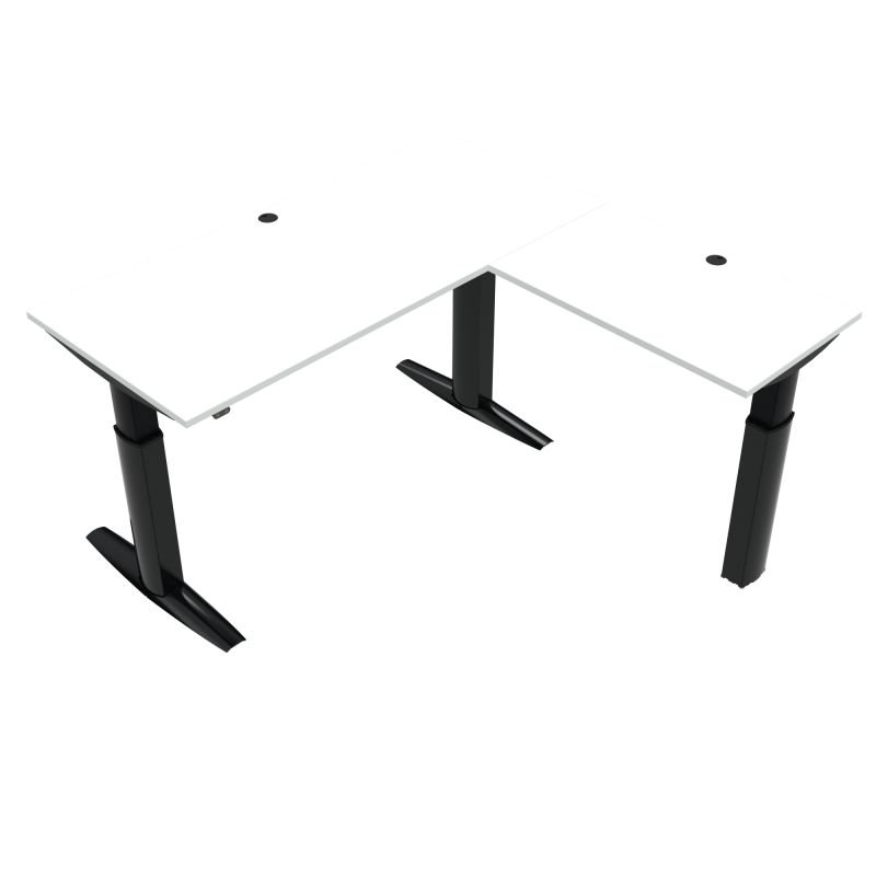 ConSet 501-23 hæve-sænke bord 180x180cm hvid med sort stel