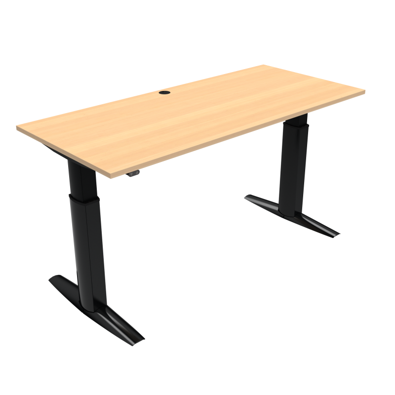 ConSet 501-23 hæve-sænke bord 180x80cm bøg med sort stel