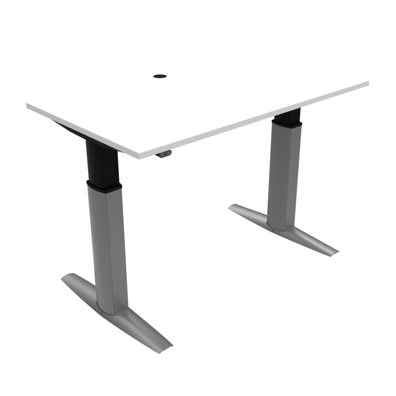 ConSet 501-23 hæve-sænke bord 140x80cm hvid med sølv stel