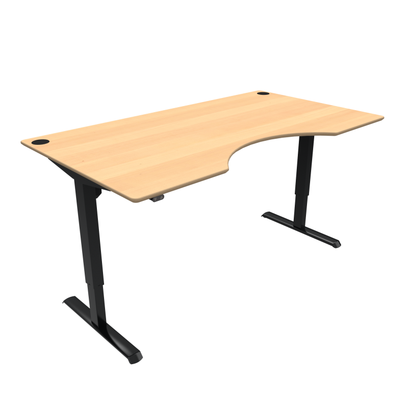 ConSet 501-33 hæve-sænke bord med bue 180x100cm bøg med sort stel