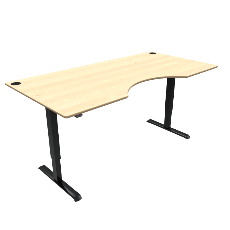 ConSet 501-33 hæve-sænke bord med bue 200x100cm ahorn med sort stel