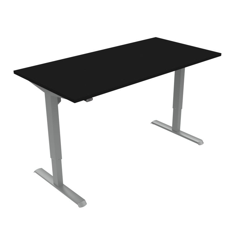 ConSet hæve-sænkebord 160x80cm sort bordplade på sølv stel