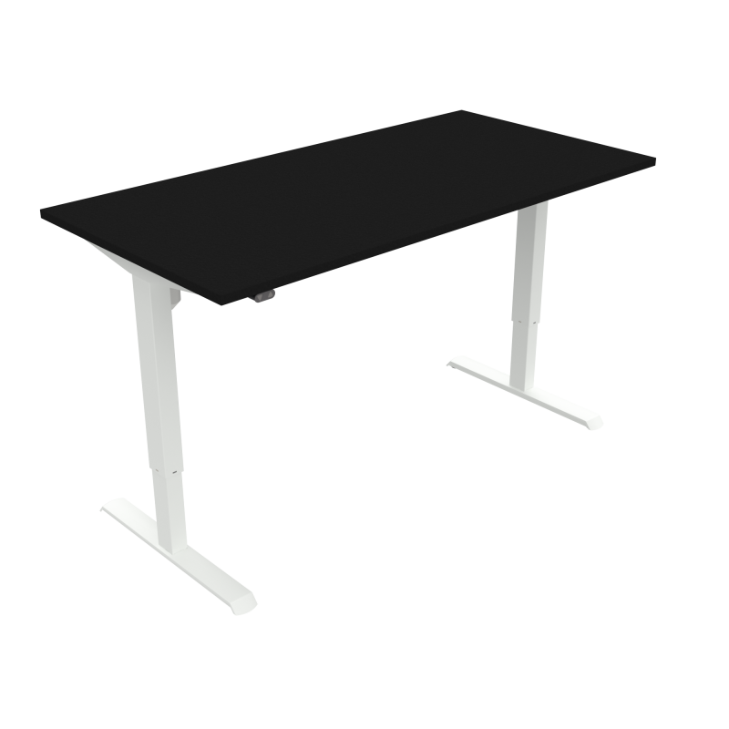ConSet hæve-sænkebord 160x80cm sort bordplade på hvidt stel