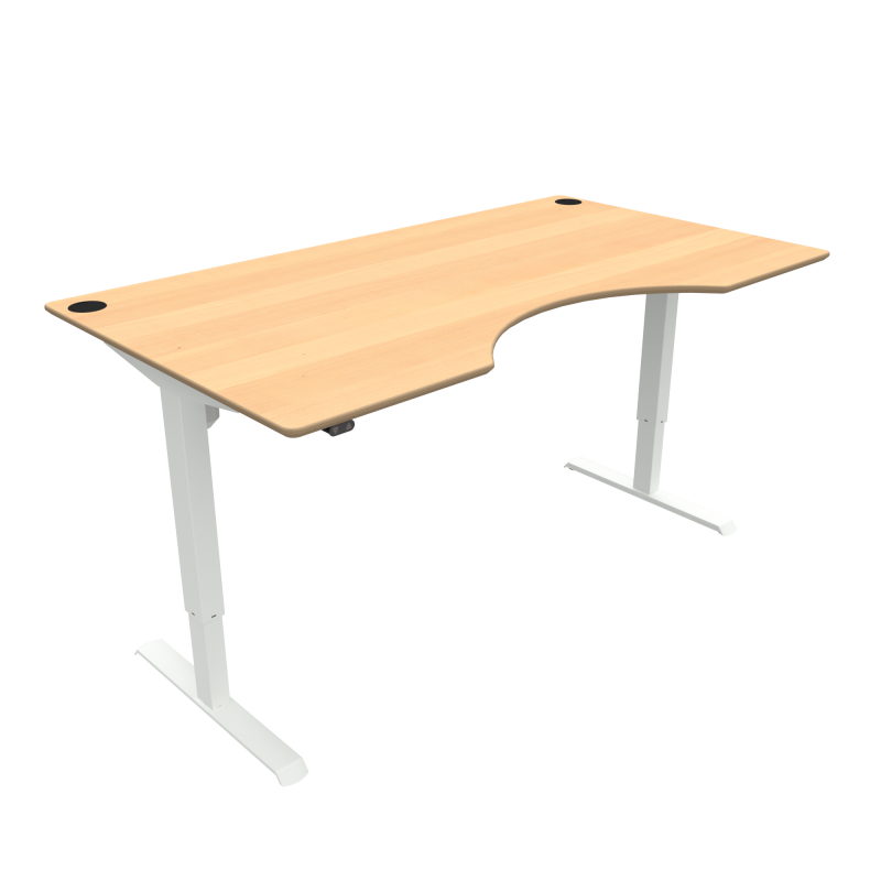 ConSet 501-33 hæve-sænke bord med bue 180x100cm bøg med hvidt stel