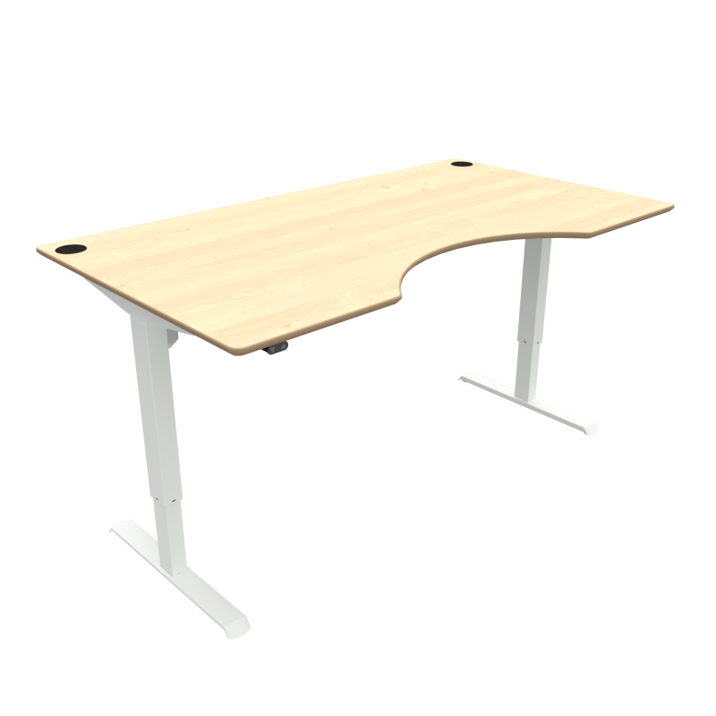 ConSet 501-33 hæve-sænke bord med bue 180x100cm ahorn med hvidt stel