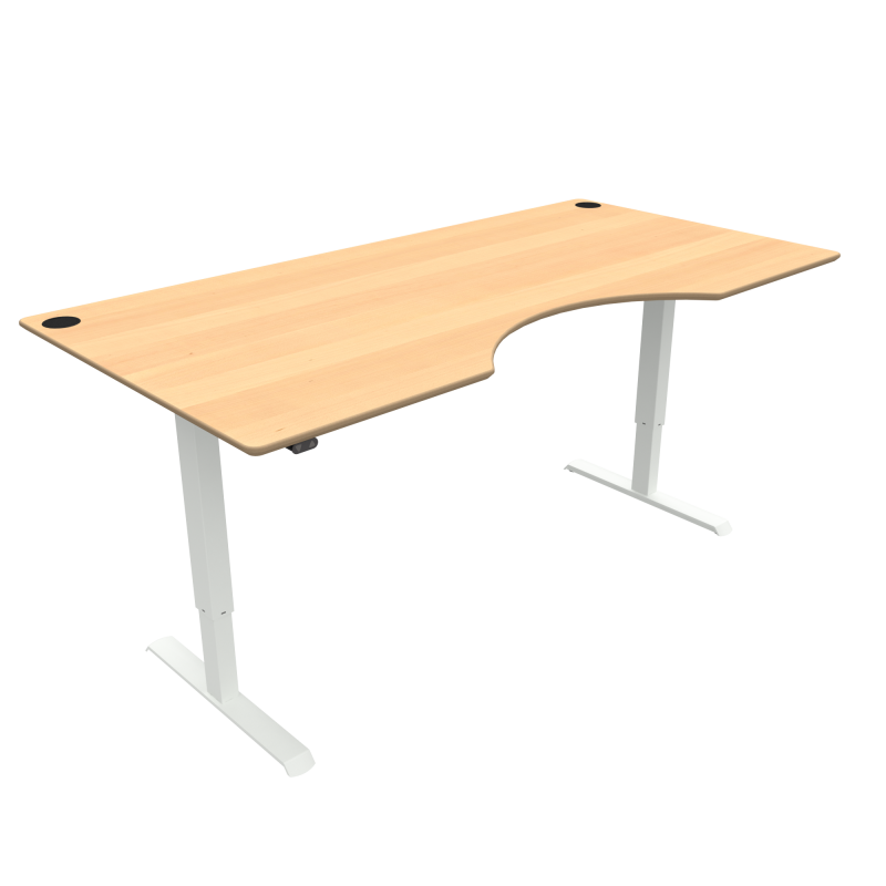 ConSet 501-33 hæve-sænke bord med bue 200x100cm bøg med hvidt stel