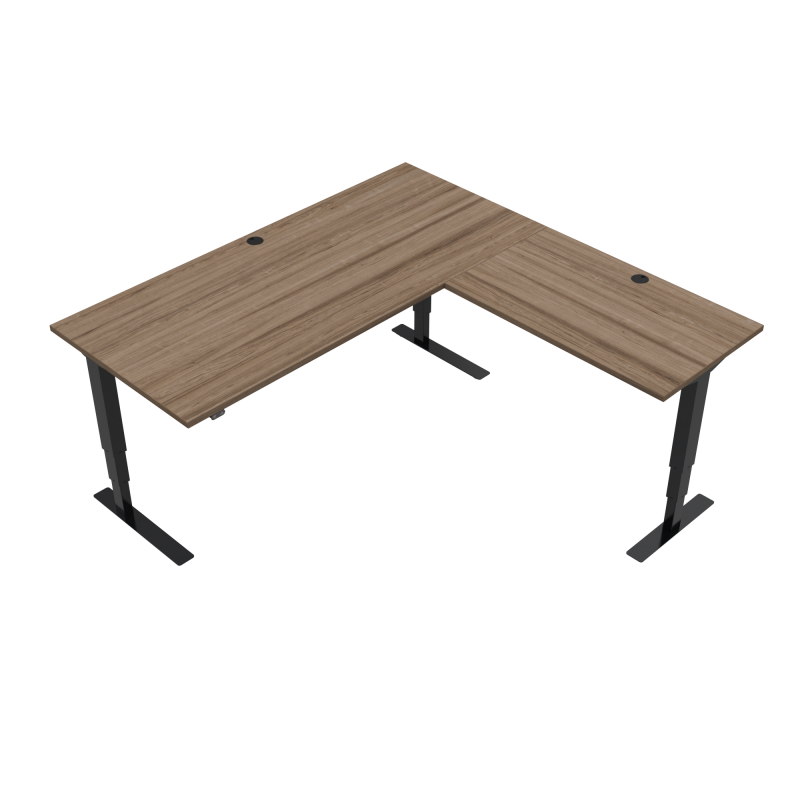 ConSet 501-37 hæve-sænke bord 180x180cm valnød med sort stel