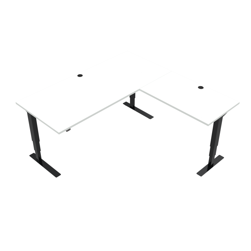 ConSet 501-37 hæve-sænke bord 180x180cm hvid med sort stel