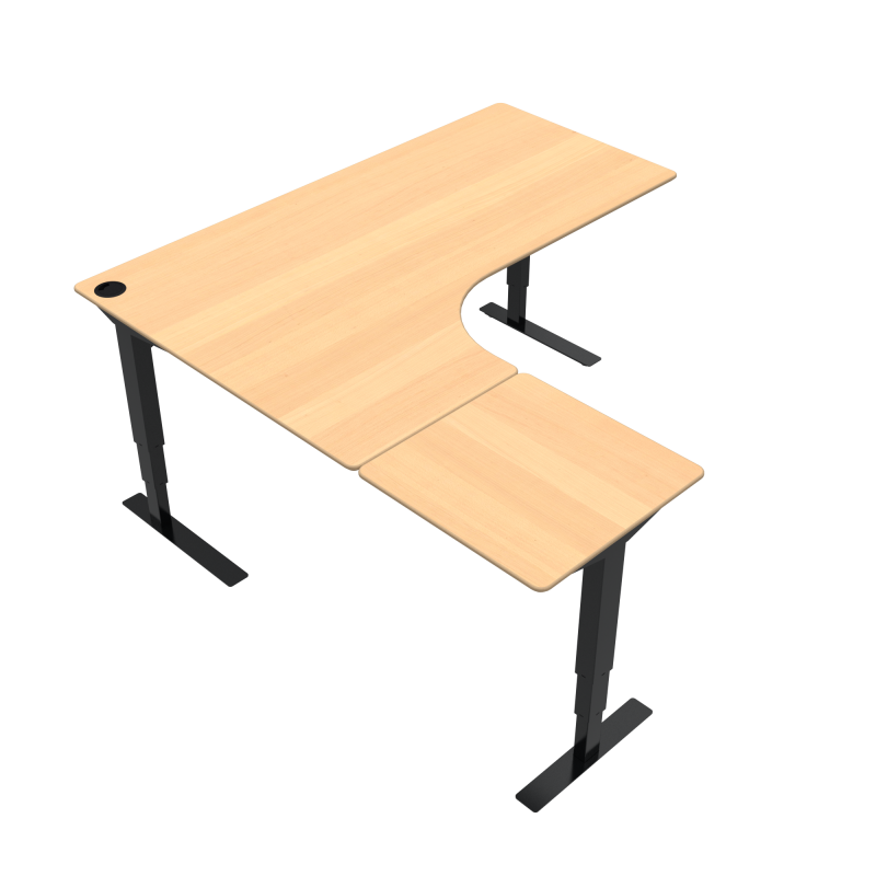 ConSet 501-37 hæve-sænkebord 180x180cm bøg med sort stel