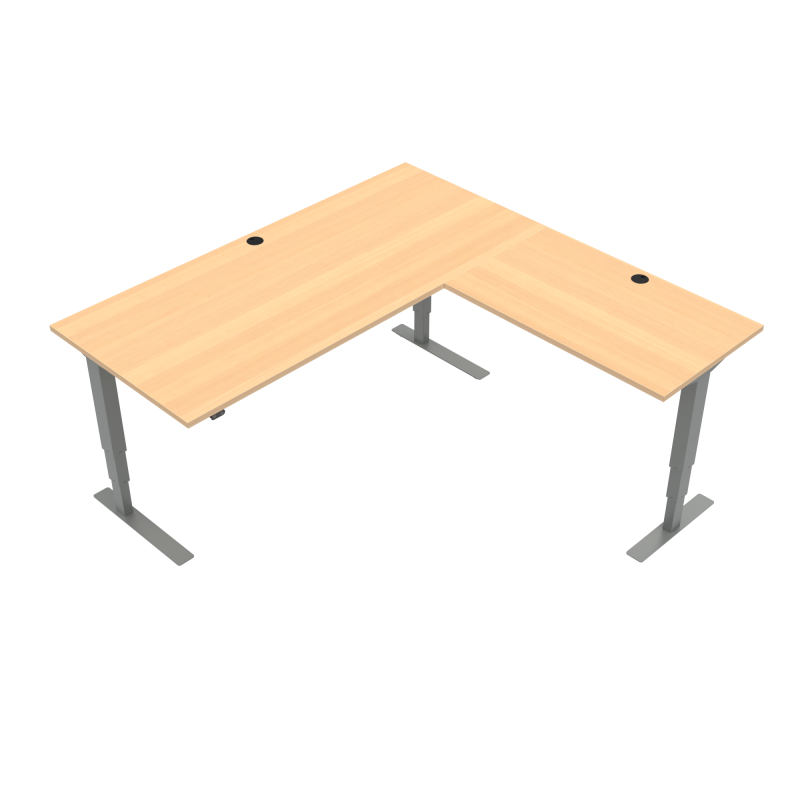 ConSet 501-37 hæve-sænke bord 180x180cm bøg med sølv stel
