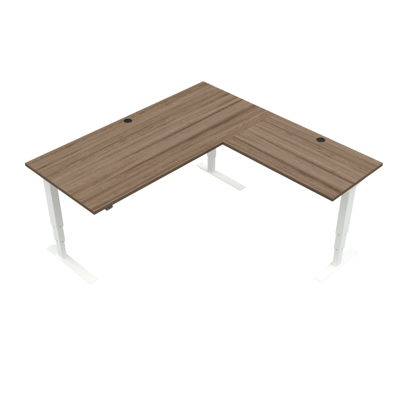 ConSet 501-37 hæve-sænke bord 180x180cm valnød med hvidt stel