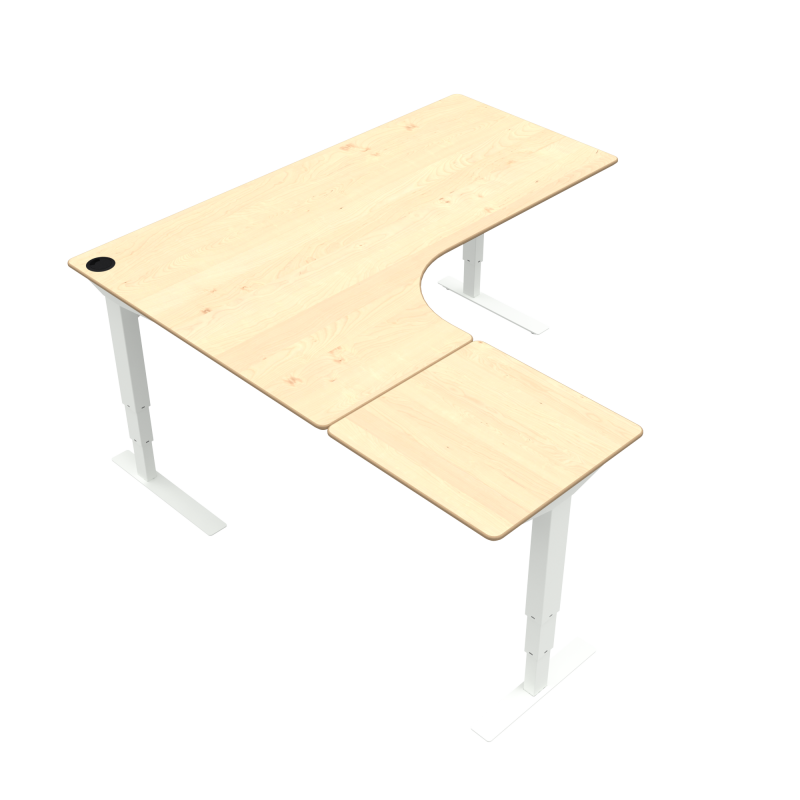 ConSet 501-37 hæve-sænkebord 180x180cm ahorn med hvidt stel