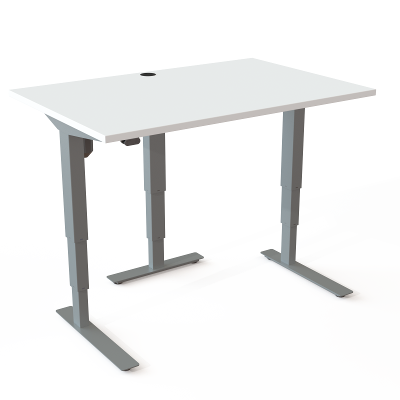 ConSet 501-37 hæve-sænke bord 120x80cm hvid med sølv stel