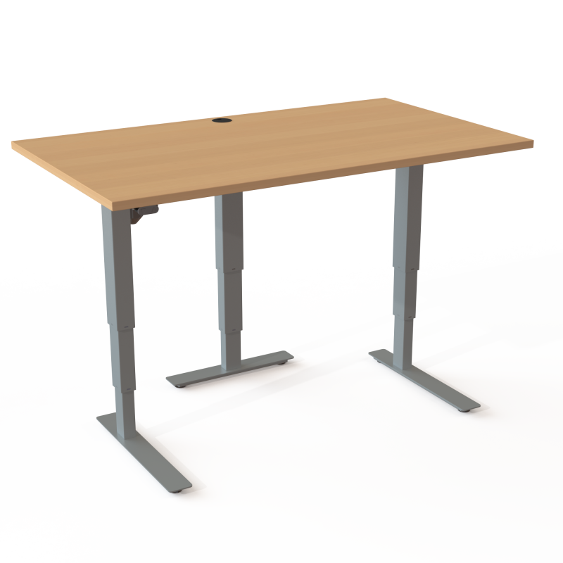 ConSet 501-37 hæve-sænke bord 140x80cm bøg med sølv stel