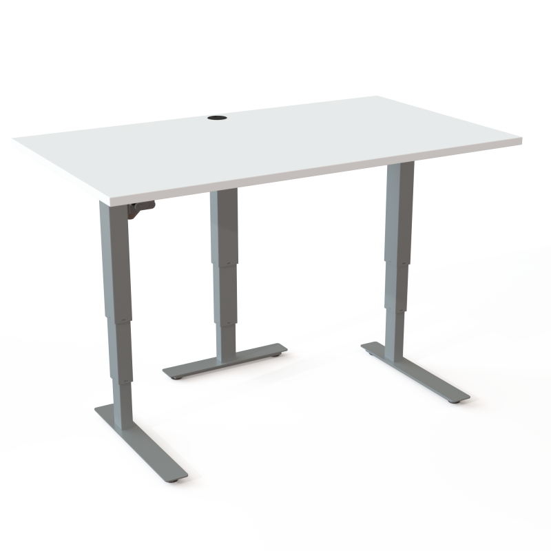 ConSet 501-37 hæve-sænke bord 140x80cm hvid med sølv stel