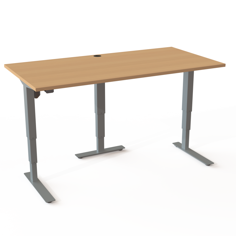 ConSet 501-37 hæve-sænke bord 160x80cm bøg med sølv stel