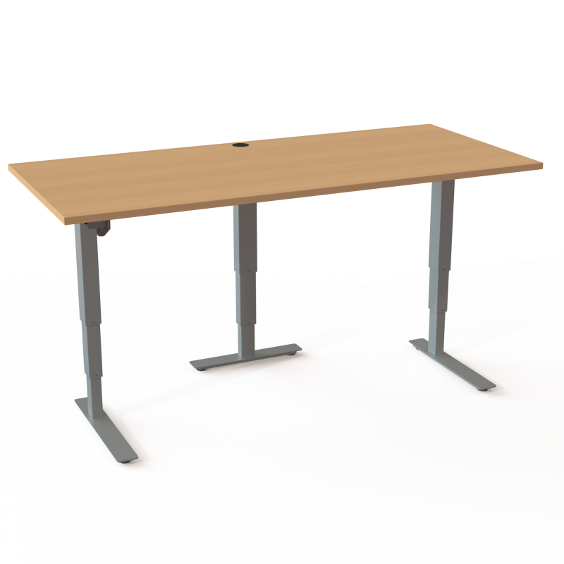 ConSet 501-37 hæve-sænke bord 180x80cm bøg med sølv stel