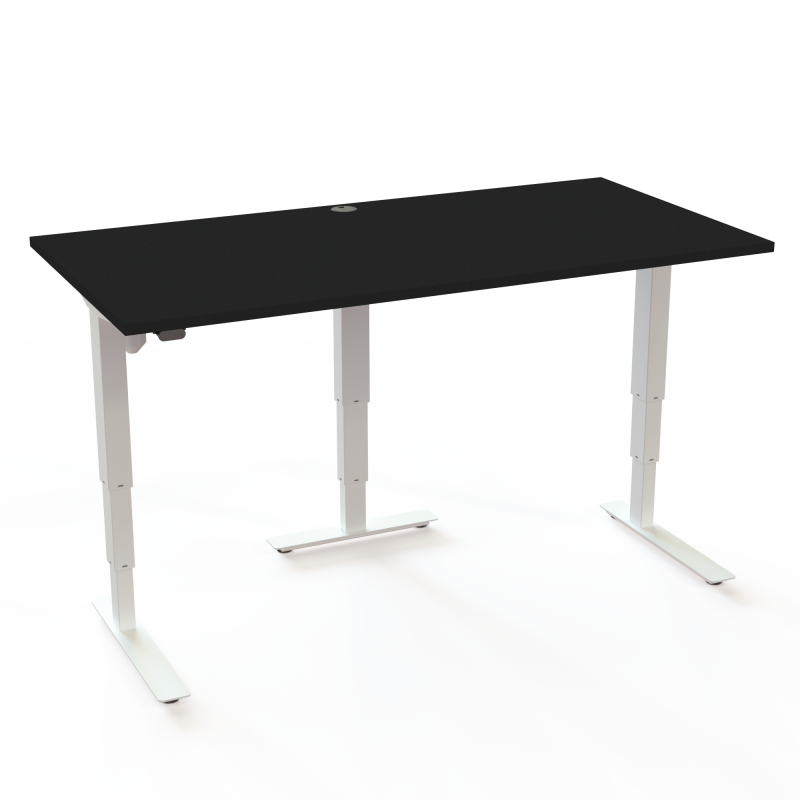 ConSet 501-37 hæve-sænke bord 160x80cm sort med hvidt stel